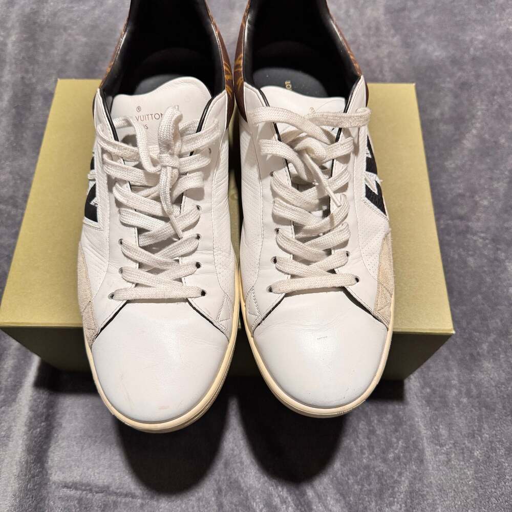 Louis Vuitton Monogram White Leather Sneakers - Picture 1 of 8